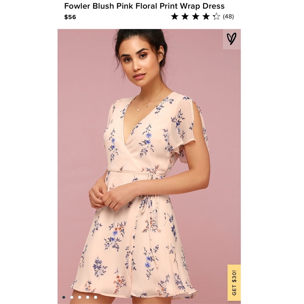 Fowler Blush Pink Floral Print Wrap Dress